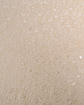 Sequins Brodés sur Maille Légère et Stretch Beige - Mercerine