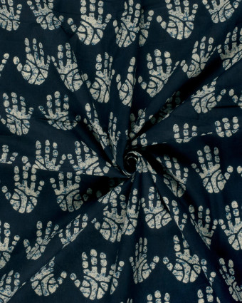 Voile de Coton Esprit Indien Indigo Hands  - Mercerine
