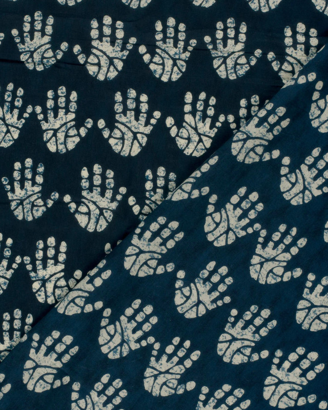 Tissu Indien : Voile de Coton  Indigo Hands - Mercerine