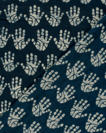 Tissu Indien : Voile de Coton  Indigo Hands - Mercerine