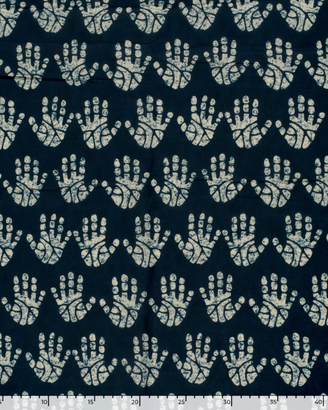 Tissu Indien : Voile de Coton  Indigo Hands - Mercerine