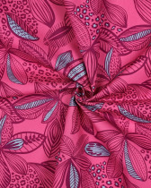 Tissu Coton Enduit Rose Motif Fleuri Ethnique