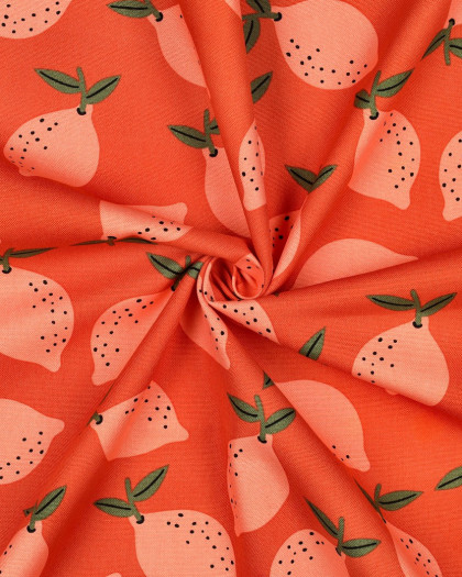Toile Canvas Orange Motif Citron - Mercerine