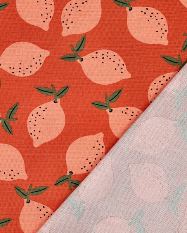 Toile Canvas Orange Motif Citron - Mercerine