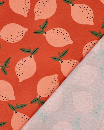 Toile Canvas Orange Motif Citron - Mercerine
