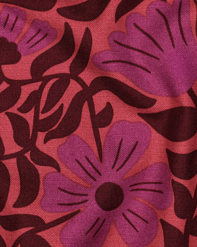 Toile Canvas Motif Fleuri Framboise - Mercerine