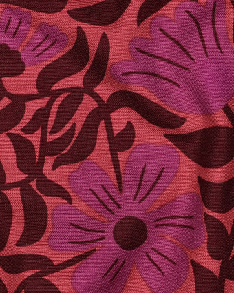 Toile Canvas Motif Fleuri Framboise - Mercerine