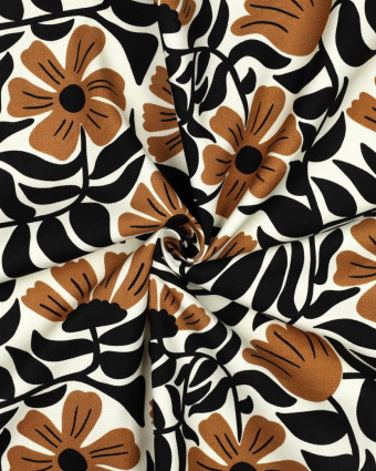 Toile Canvas Motif Fleuri Caramel - Mercerine