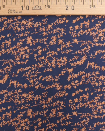 Viscose Bleu Marine Petit Feuillage Praline - Mercerine