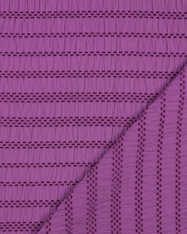 Tissu Seersucker Effet Smocké Fil Velours Violet - Mercerine