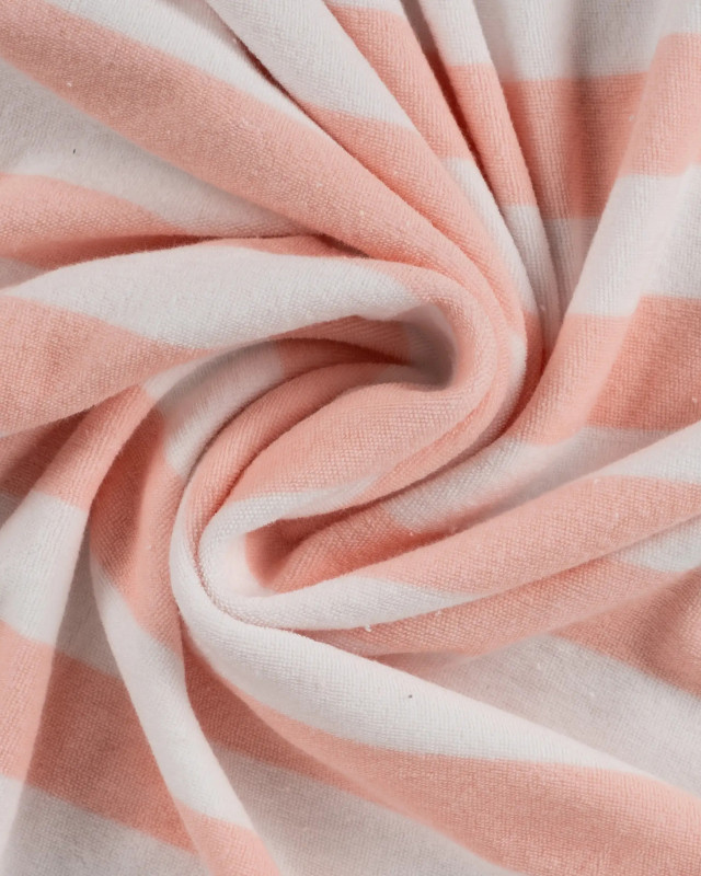 Tissu Mini Eponge Rayures Rose Poudré - Mercerine