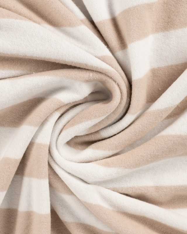 Tissu Mini Eponge Rayures Sable - Mercerine