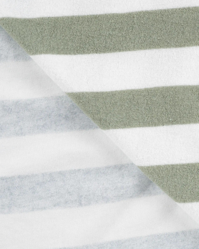 Tissu Mini Eponge Rayures Sauge - Mercerine