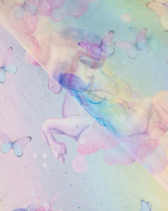 Tulle Arc-En-Ciel Paillettes Licorne - Mercerine