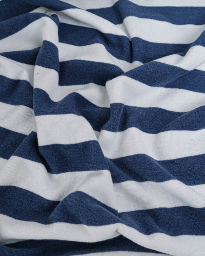 Tissu Mini Eponge Rayures Bleu Océan - Mercerine