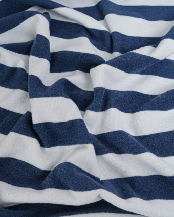 Tissu Mini Eponge Rayures Bleu Océan - Mercerine