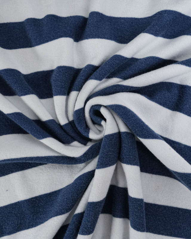 Tissu Mini Eponge Rayures Bleu Océan - Mercerine