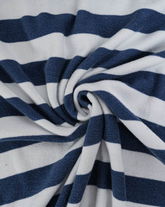 Tissu Mini Eponge Rayures Bleu Océan - Mercerine