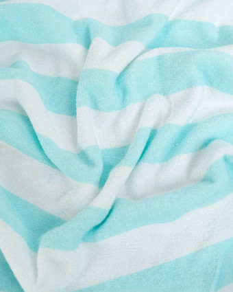 Tissu Mini Eponge Rayures Aqua - Mercerine