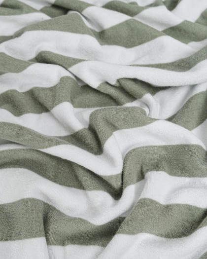 Tissu Mini Eponge Rayures Sauge - Mercerine