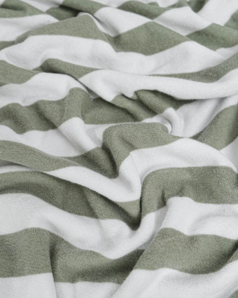 Tissu Mini Eponge Rayures Sauge - Mercerine