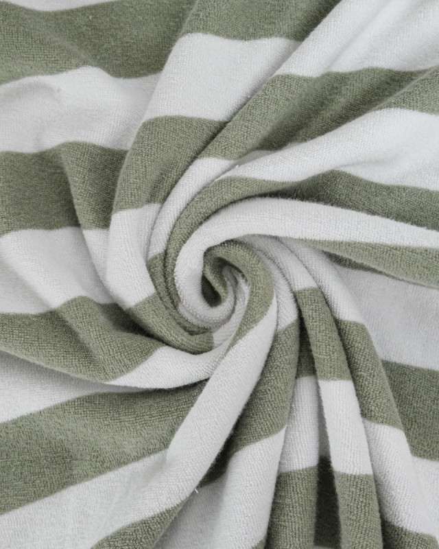 Tissu Mini Eponge Rayures Sauge - Mercerine