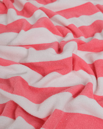 Tissu Mini Eponge Rayures Rose - Mercerine