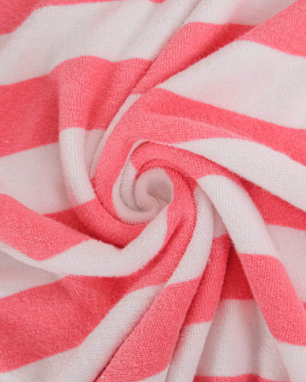 Tissu Mini Eponge Rayures Rose - Mercerine