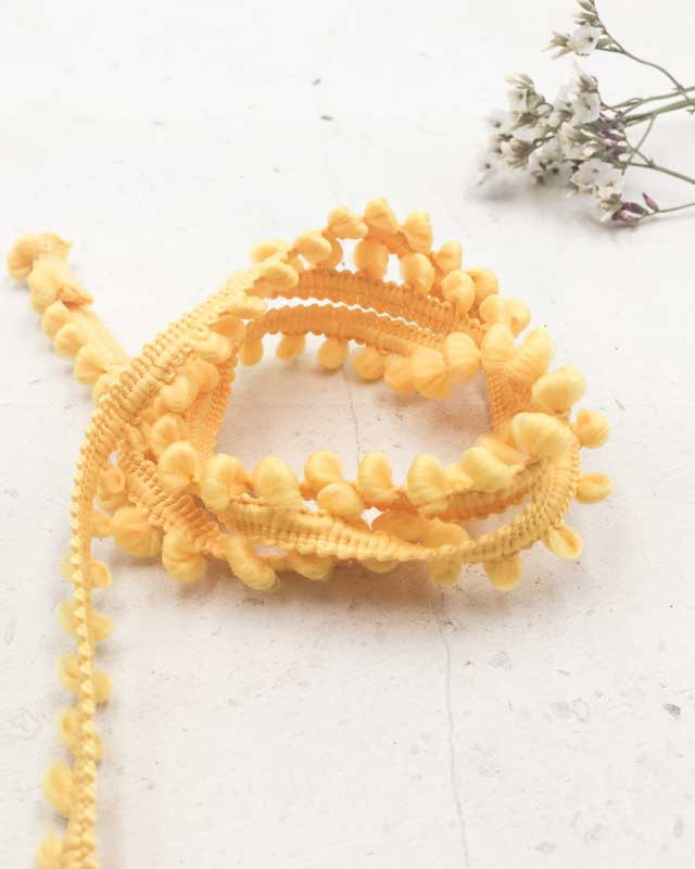 Coupon - Galon mini pompon jaune x1m