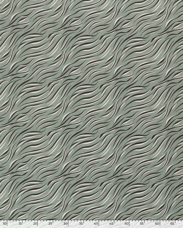 Jersey coton imprimé Zèbre OekoTex : fond vert ou Moka - Mercerine