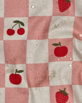 Toile Enduite Effet Lin Motif Carreaux et Fruits Rose