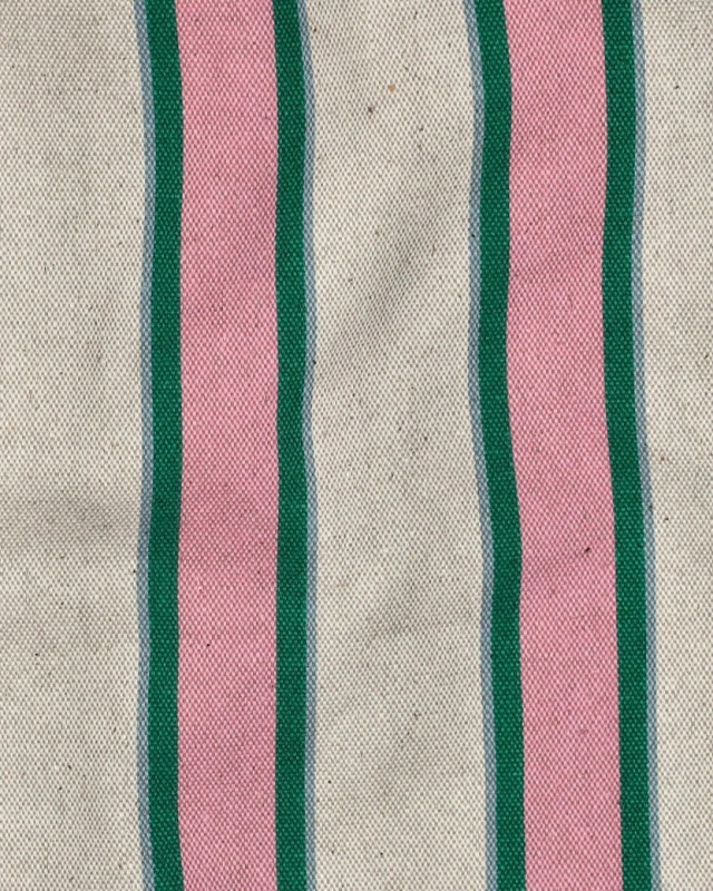 Toile Canvas Effet Lin Rayures Rose et Vert - Mercerine