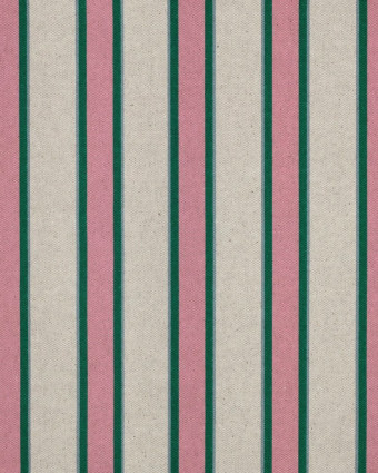 Toile Canvas Effet Lin Rayures Rose et Vert - Mercerine