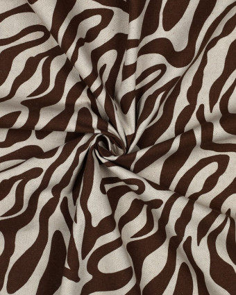 Toile Canvas Effet Lin Motif Zébré Chocolat - Mercerine