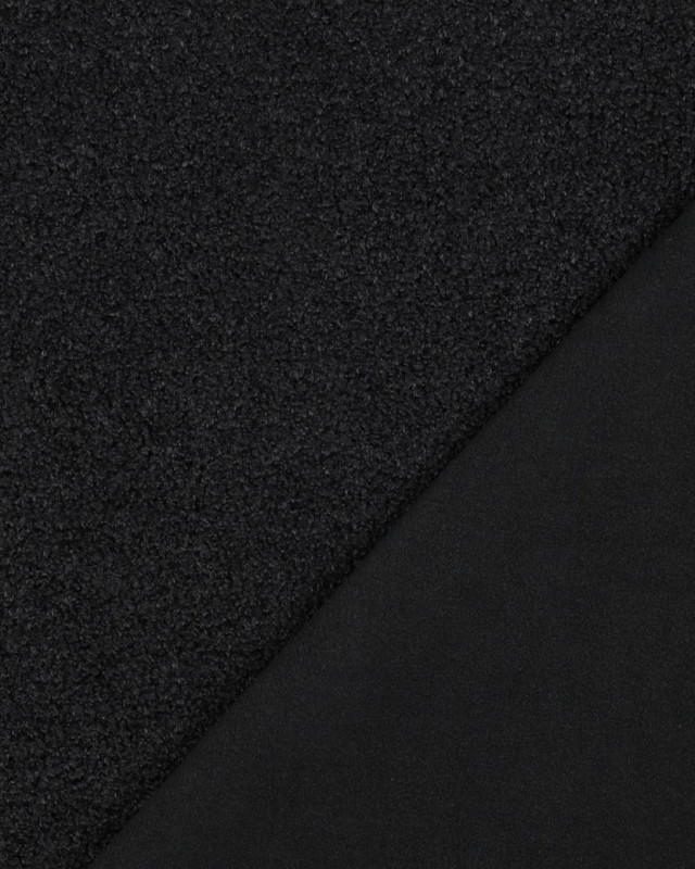 Tissu Petites Bouclettes Envers Polaire Noir - Mercerine
