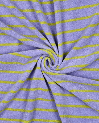 Jersey Mini Eponge à Rayures Lilas et Citron Vert - Mercerine