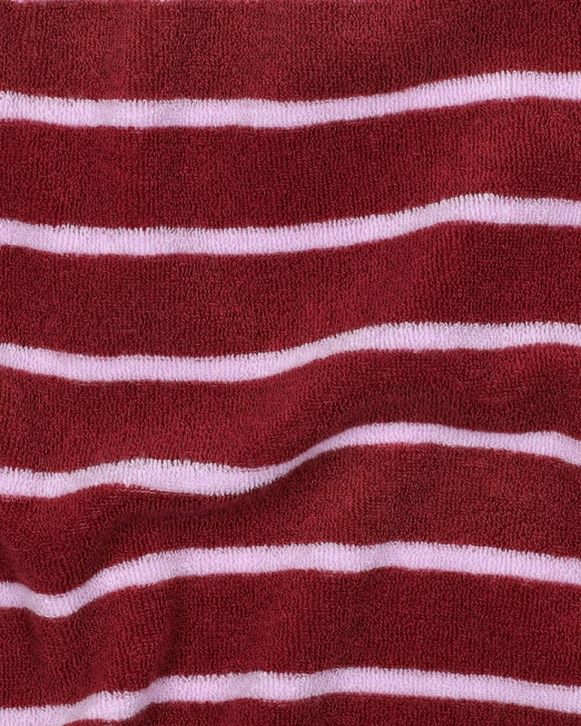 Jersey Mini Eponge à Rayures Bordeaux et Rose - Mercerine