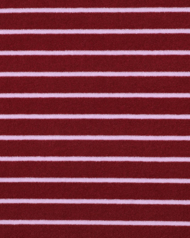 Jersey Mini Eponge à Rayures Bordeaux et Rose - Mercerine