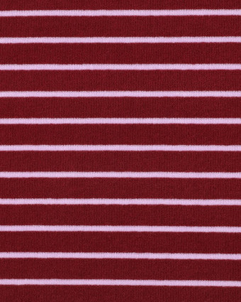 Jersey Mini Eponge à Rayures Bordeaux et Rose - Mercerine
