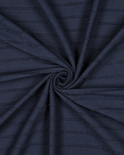Jersey Rayures Mini Pétales Relief Bleu Marine - Mercerine