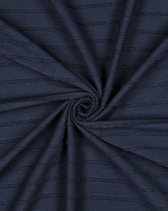 Jersey Rayures Mini Pétales Relief Bleu Marine - Mercerine