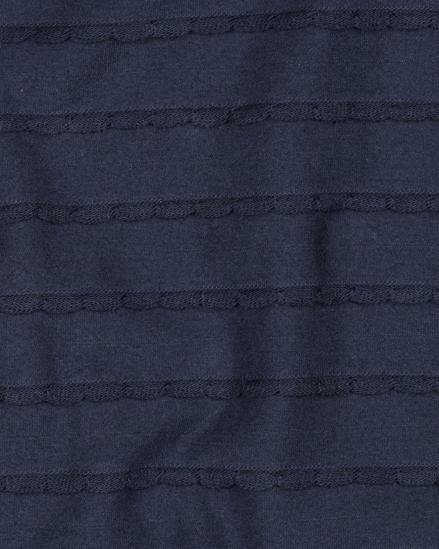 Jersey Rayures Mini Pétales Relief Bleu Marine - Mercerine