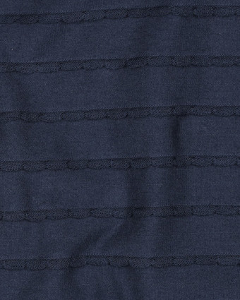 Jersey Rayures Mini Pétales Relief Bleu Marine - Mercerine