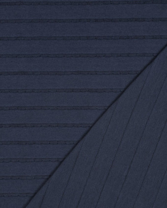 Jersey Rayures Mini Pétales Relief Bleu Marine - Mercerine