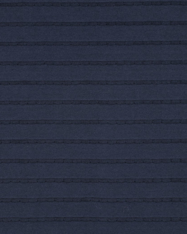 Jersey Rayures Mini Pétales Relief Bleu Marine - Mercerine