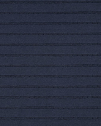 Jersey Rayures Mini Pétales Relief Bleu Marine - Mercerine