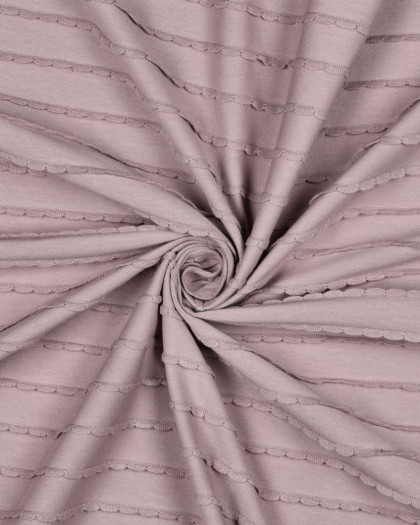 Jersey Rayures Mini Pétales Relief Mauve - Mercerine