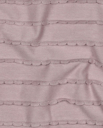 Jersey Rayures Mini Pétales Relief Mauve - Mercerine