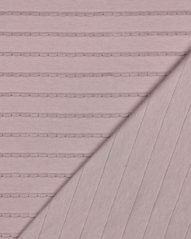 Jersey Rayures Mini Pétales Relief Mauve - Mercerine
