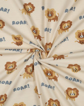 Tissu Jersey de Coton Beige Petit Lion